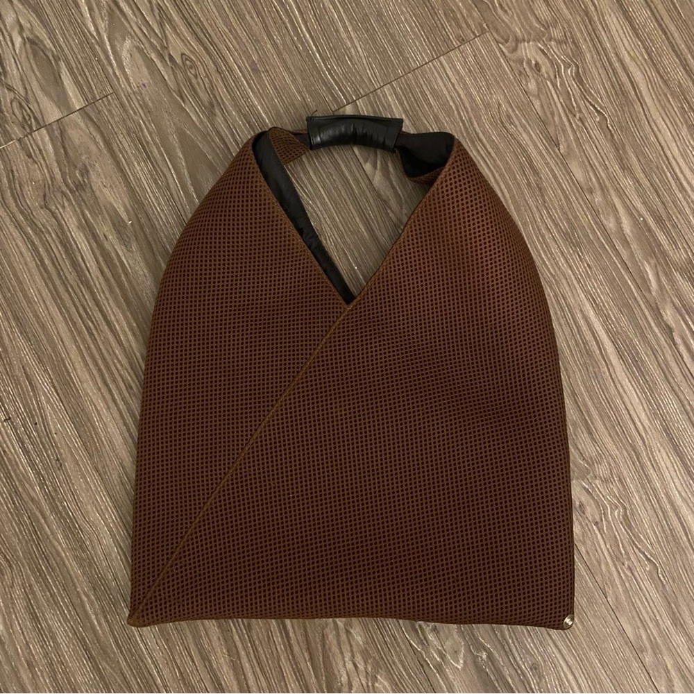 MM6 Margelia Brown Triangle Tote Bag